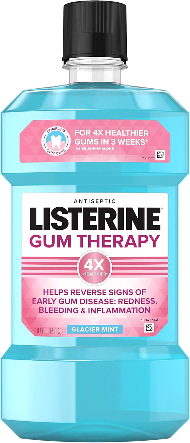 Listerine Gum Therapy Anti-Plaque & Gingivitis Antiseptic Mouthwash, Glacier Mint, 1 L 1 ea (Pack of 3)