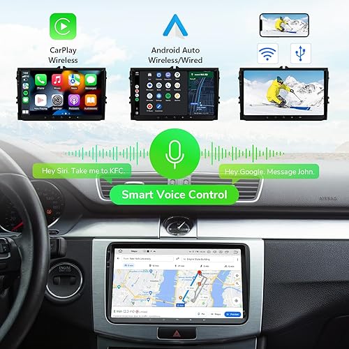 Miniatura 4 de Eonon Android 13 CarPlay inalámbrico y Android Auto Car Stereo, 6 GB de RAM +64 GB ROM de radio de coche, receptor estéreo QLED de 9 pulgadas,