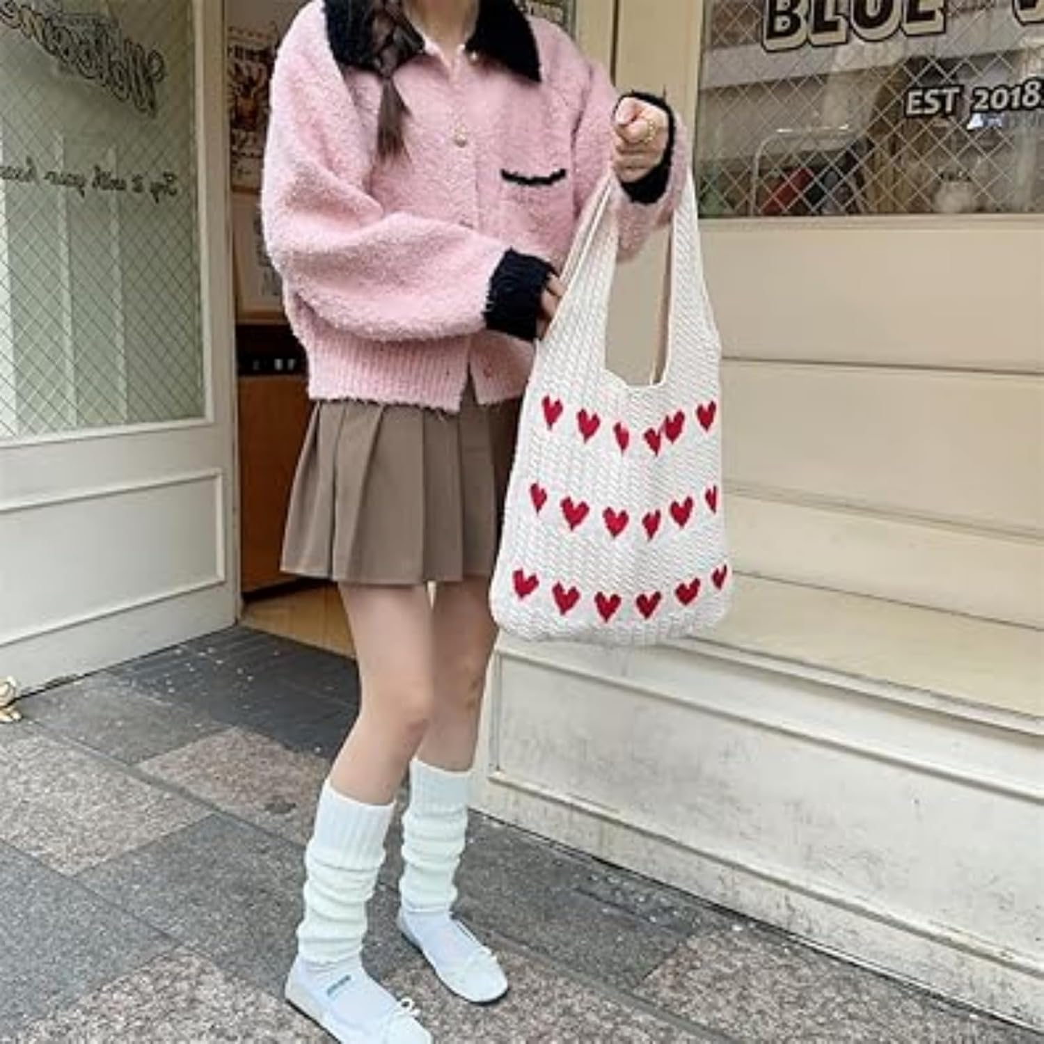 Women's Crochet Tote Bags Boho Tote Bags Heart-shaped Beach Handbags Knit Vacation Aesthetic Casual Love Hobo Bags - Image 4