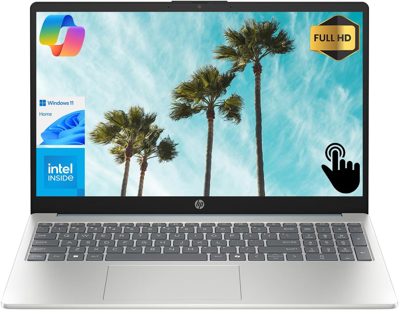 HP 15 AI-Powered Copilot Laptop, 15.6″ FHD Touchscreen, 8-Cores Intel Core i3-N305 Processor, 8GB RAM, 512GB PCIe SSD, HDMI, HD Camera, Numeric Keypad, Wi-Fi 6, Windows 11 Home, Blue