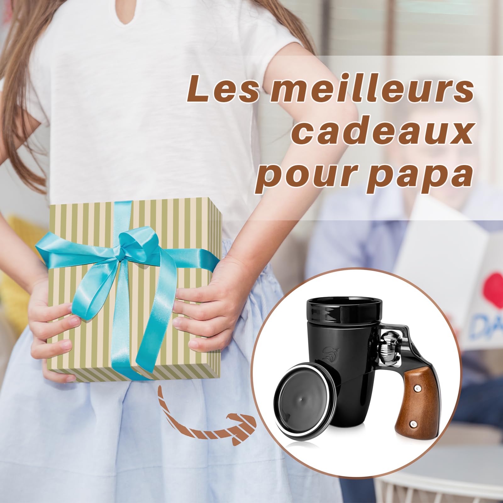 VIREESR Tasse à café pour homme, tasse à café en céramique, cadeaux d'anniversaire pour père, tasses à armes noires cool pour hommes, cadeau de Saint-Valentin pour lui, cadeau de fête des pères (473