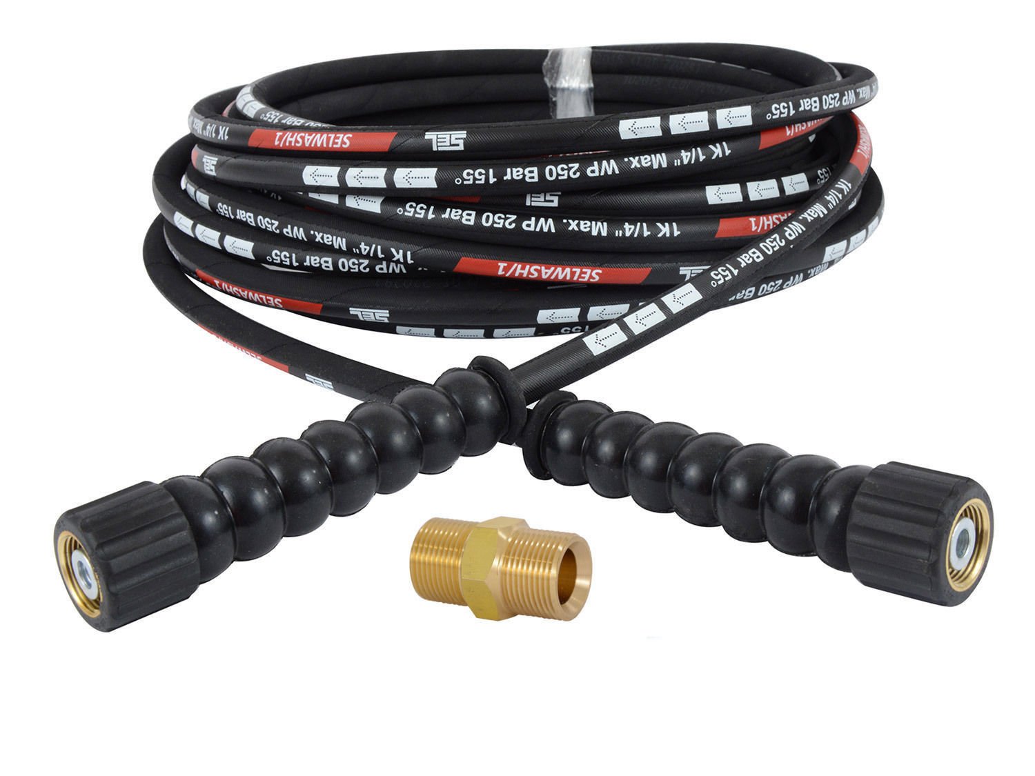 Tuyau Haute Pression TECHKAR 15m - Remplacement Tuyau Extension Kärcher HD HDS - 250 Bars M22x1.5 Prise 11mm