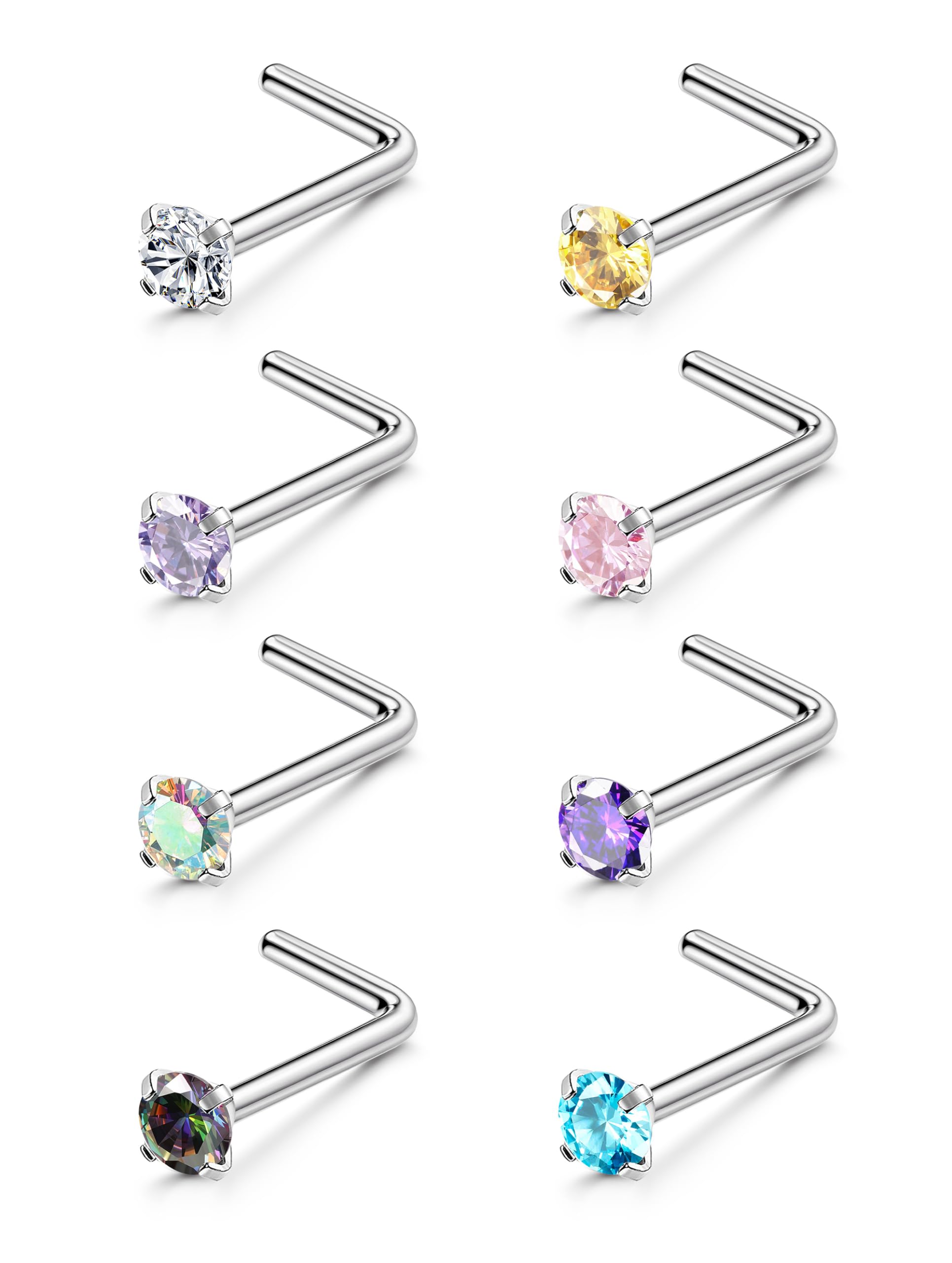 18g Nose Rings LOYALLOOK 8PCS Titanium Nose Rings 20G/18G