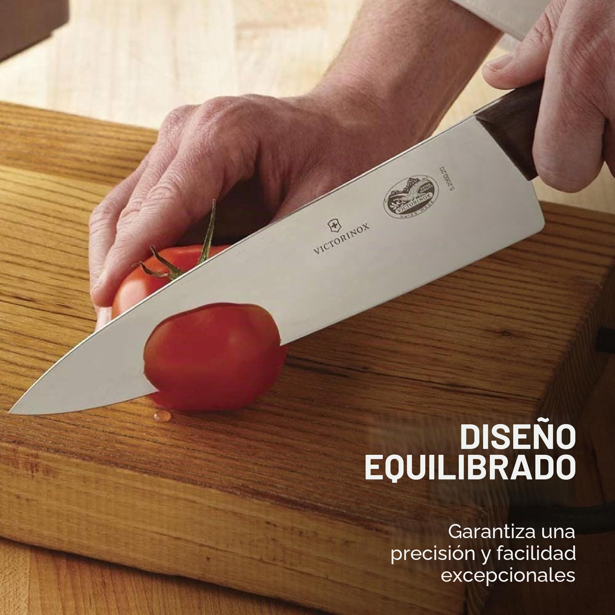 Victorinox Wood, Cuchillo para trinchar, Cuchillo de cocina, Filo recto, Hoja extra afilada, Acero inoxidable, Mango de madera