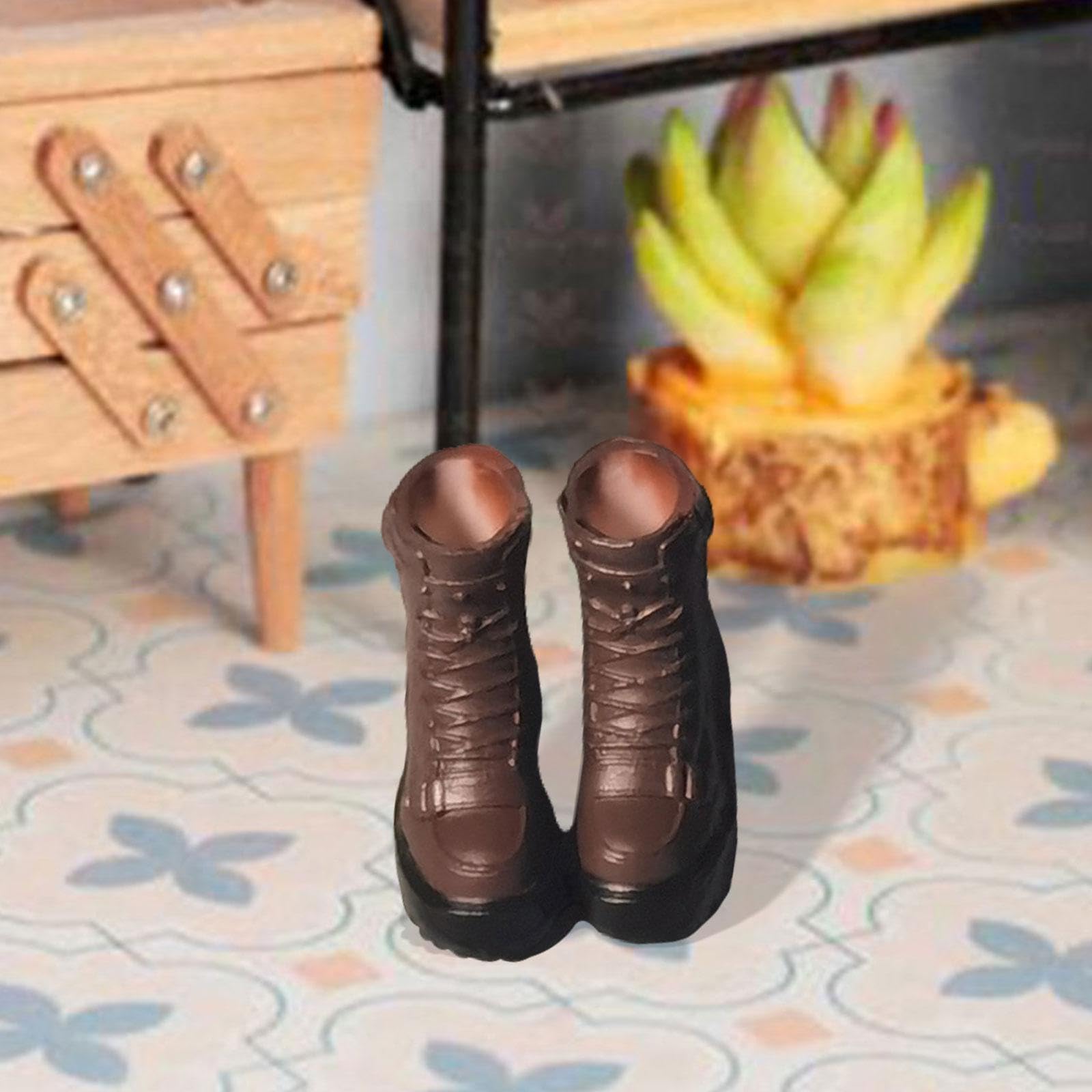 Stivaletti alla Caviglia in 1/12 per Action Figure, Accessori per Bambole in Miniatura, Marrone