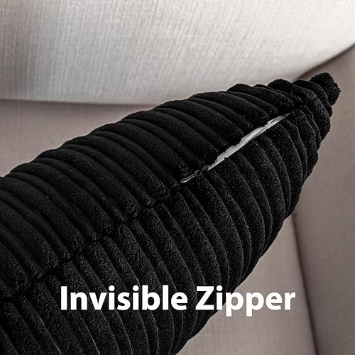 Miniatura 93 de UGASA - Juego de 2 fundas de almohada de terciopelo a rayas, funda decorativa para cojín con cremallera oculta para el hogar, sofá, dormitorio,