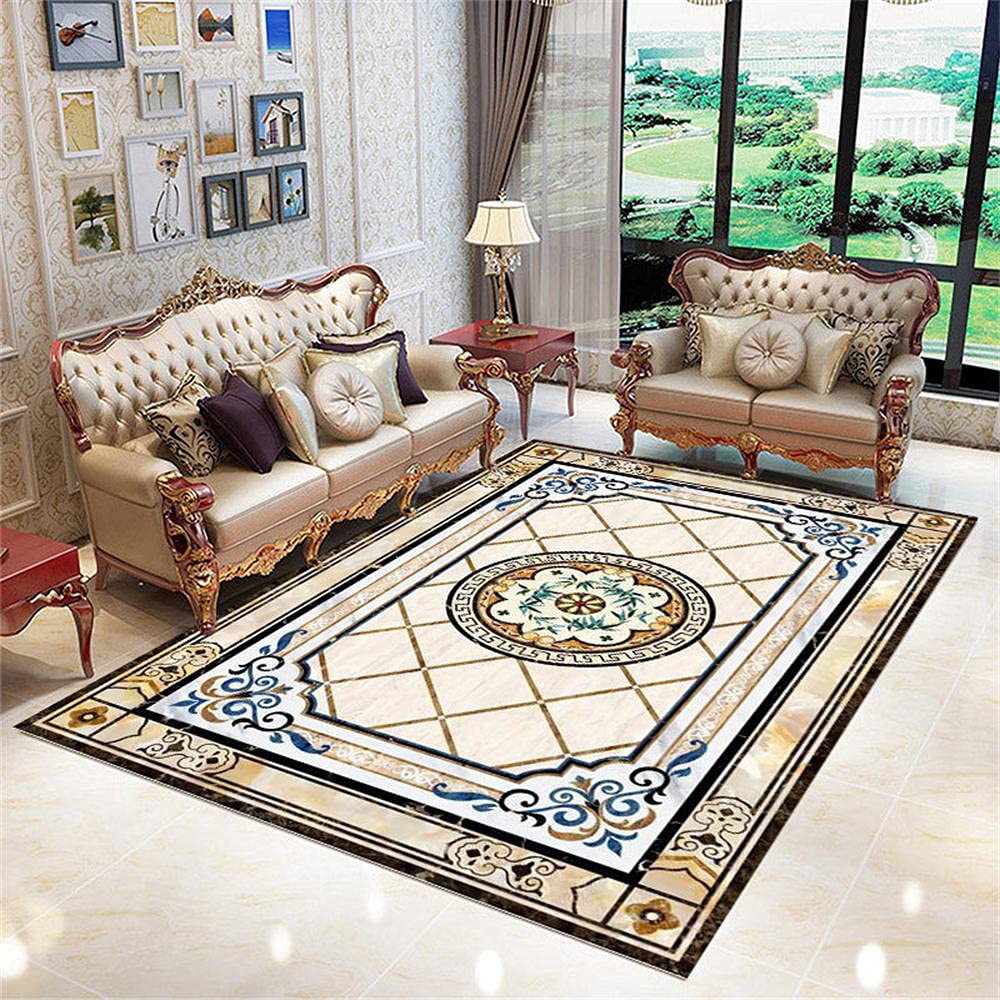 Tapis garçon chambre tout doux style national classique dore et bleu