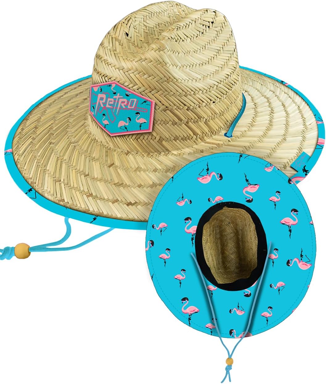 Retro Rifle Men’s Straw Sun Hat-Wide Brim Lifeguard Hat with Custom Under-Brim Prints-Lightweight Sun Protection for Outdoor