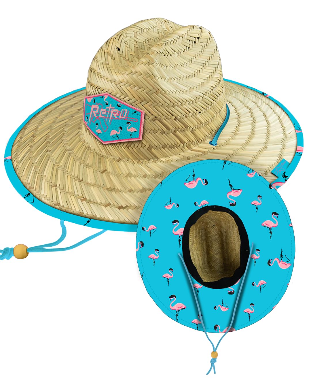 Retro Rifle Men’s Straw Sun Hat-Wide Brim Lifeguard Hat with Custom Under-Brim Prints-Lightweight Sun Protection for Outdoor