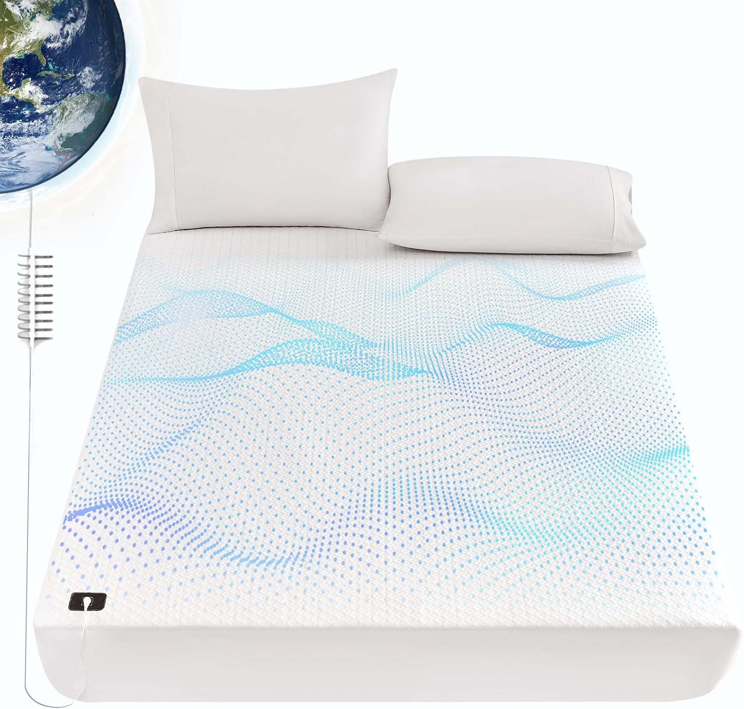 L'AGRATY Grounding Sheets Calking Size,5% Sliver Fiber Fitted Sheets Connected Earth, Deep Pocket(12-16in) Grounding Mattress Cover