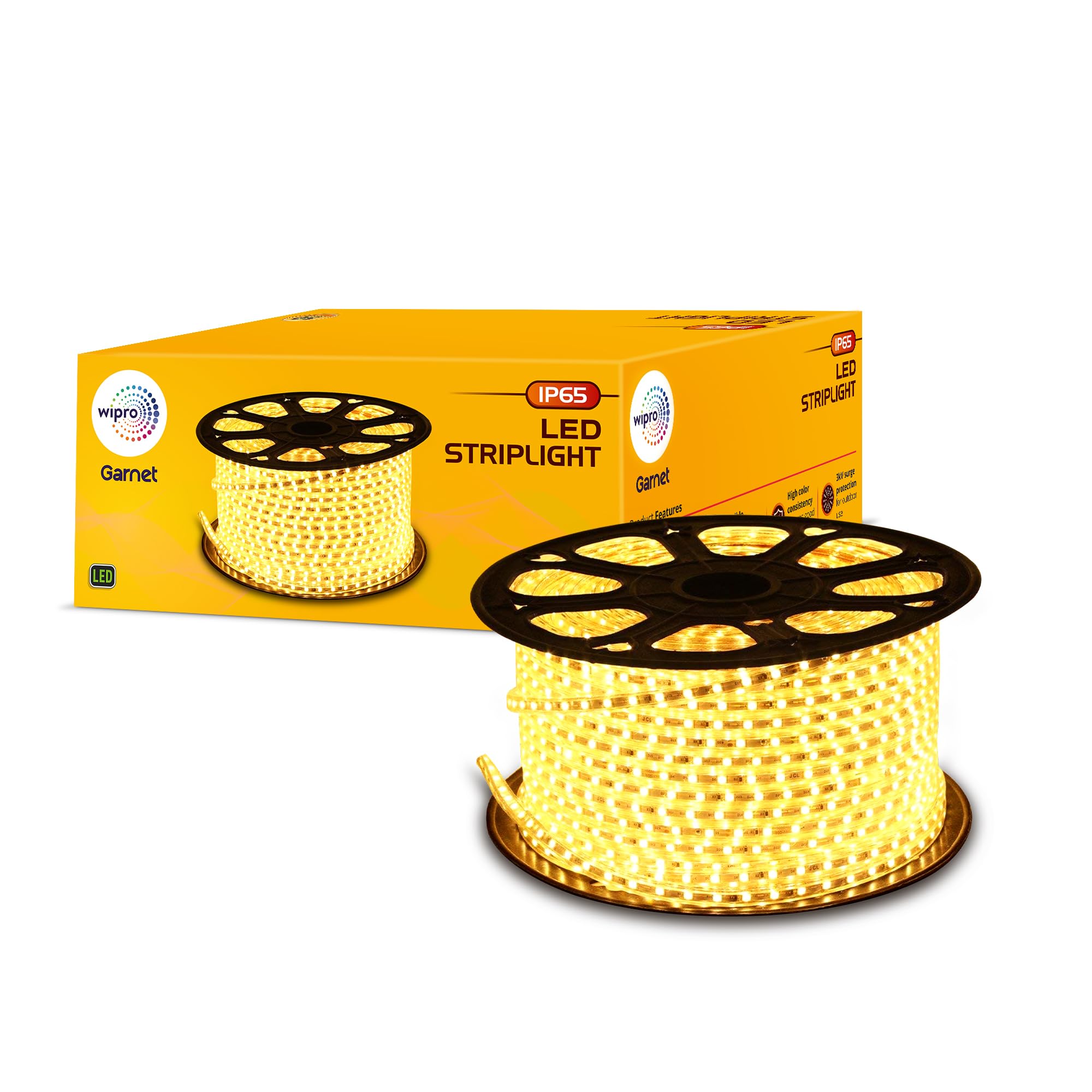 wipro Garnet 50 mtr LED Strip Light| 96 LEDs/mtr | Warm White | IP65-Waterproof |Flexible Rope Light for Outdoor/Indoor Decoration for Diwali, Christmas|Strip for Balcony, False Ceiling|Pack of 1-image-11