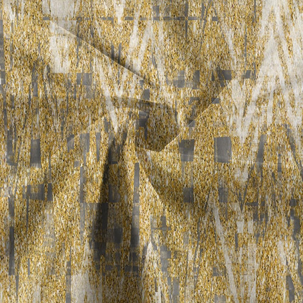 JAWO Gold Shower Curtains for Bathroom, Golden Yellow Waterproof Fabric Decorative Shower Curtain, Washable Luxury Elegant Fancy Glam Metallic Bath Curtain, 72X72IN