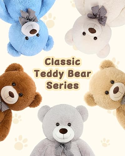 Miniatura 95 de MaoGoLan Oso de peluche color rosado gigante de 55 pulgadas, animales rellenos grandes y de tamaño real para novia Rosa,Azul,Marrón,Crema,Marrón