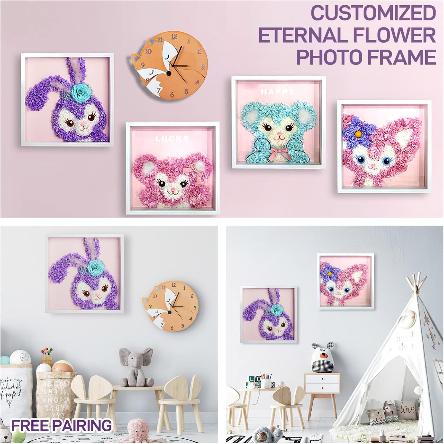 Custom Photo Eternal Flower,Custom Photo Rose,Personalized Photo DIY Gift, Personalized Eternal Flower,Preserved Rose with Custom Photo Frame, Custom KATONG Wall Art Used for Wedding Mother's Day