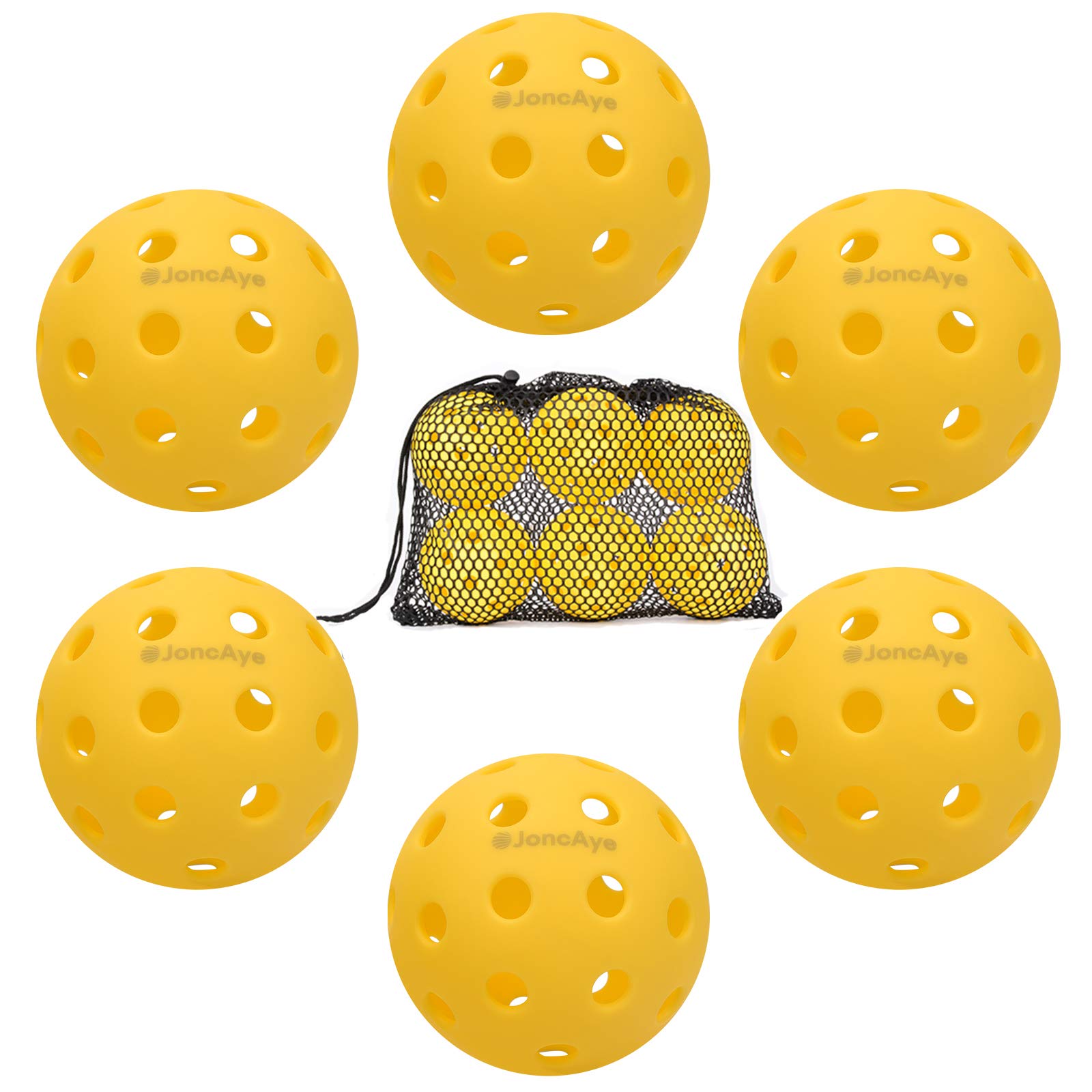 JoncAye Pickleball Ball Set, Outdoor Indoor Pickle-Balls 6, 12 Pack, USAPA Standard Pickleballs with Ball Bag, Accessories for Pickleball Paddle Set | Pickle-Ball Game Equipment, Gifts for Man Women