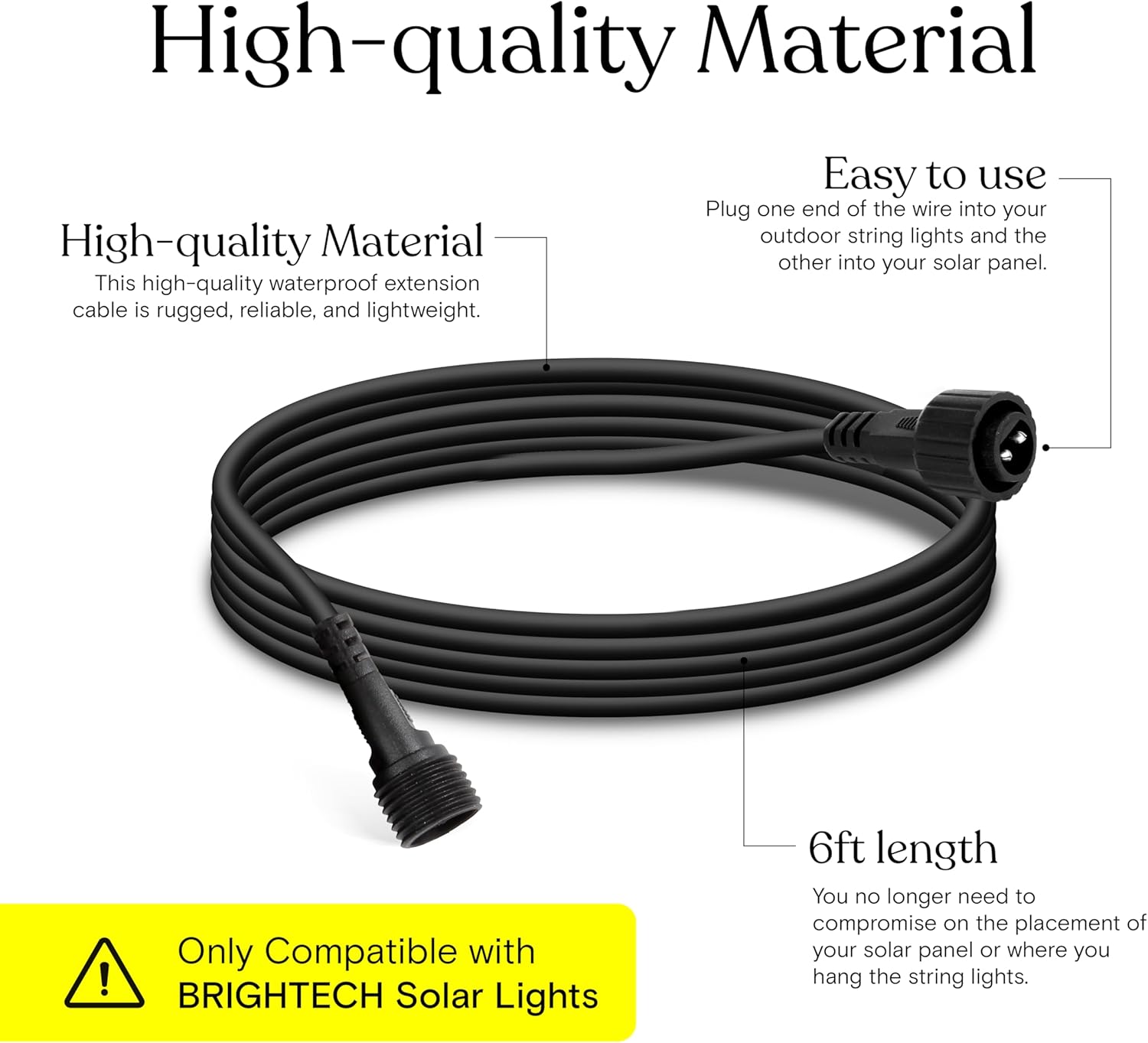 Brightech Ambience Pro Waterproof Extension Cable for Solar Outdoor String Lights, 6 Ft Extension Cord aka Wire for Solar Strip Lights - Image 4