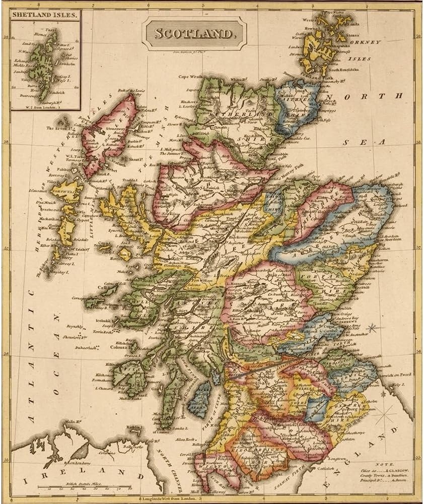 ArtDirect Scotland 1817 15x17 Gallery Wrapped Canvas Museum Art by Vintage Maps