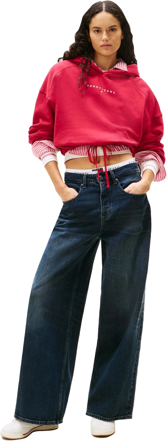 Tommy Jeans Women's Medium Weight Cropped Hoodies with Rhinestone Logo Detail - Image 3