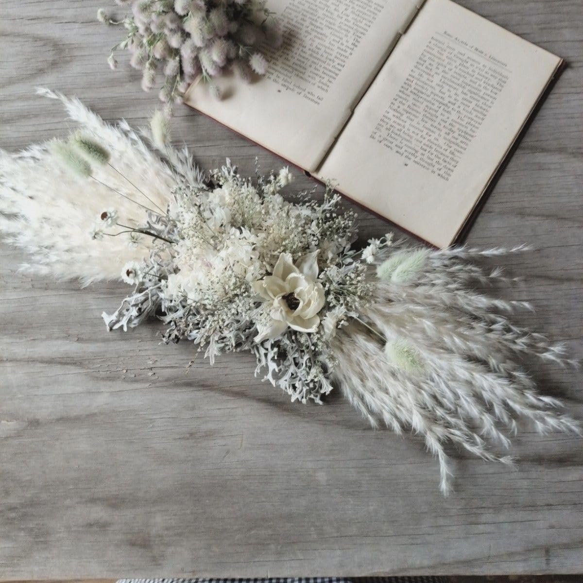 Amazon.co.jp: かすみ草に覆われたアンティークホワイト横長スワッグ