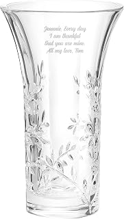 Personalized Vera Wang Wedgwood Love Knots Crystal Leaf Vase - Engraved Elegance for Weddings & Anniversaries