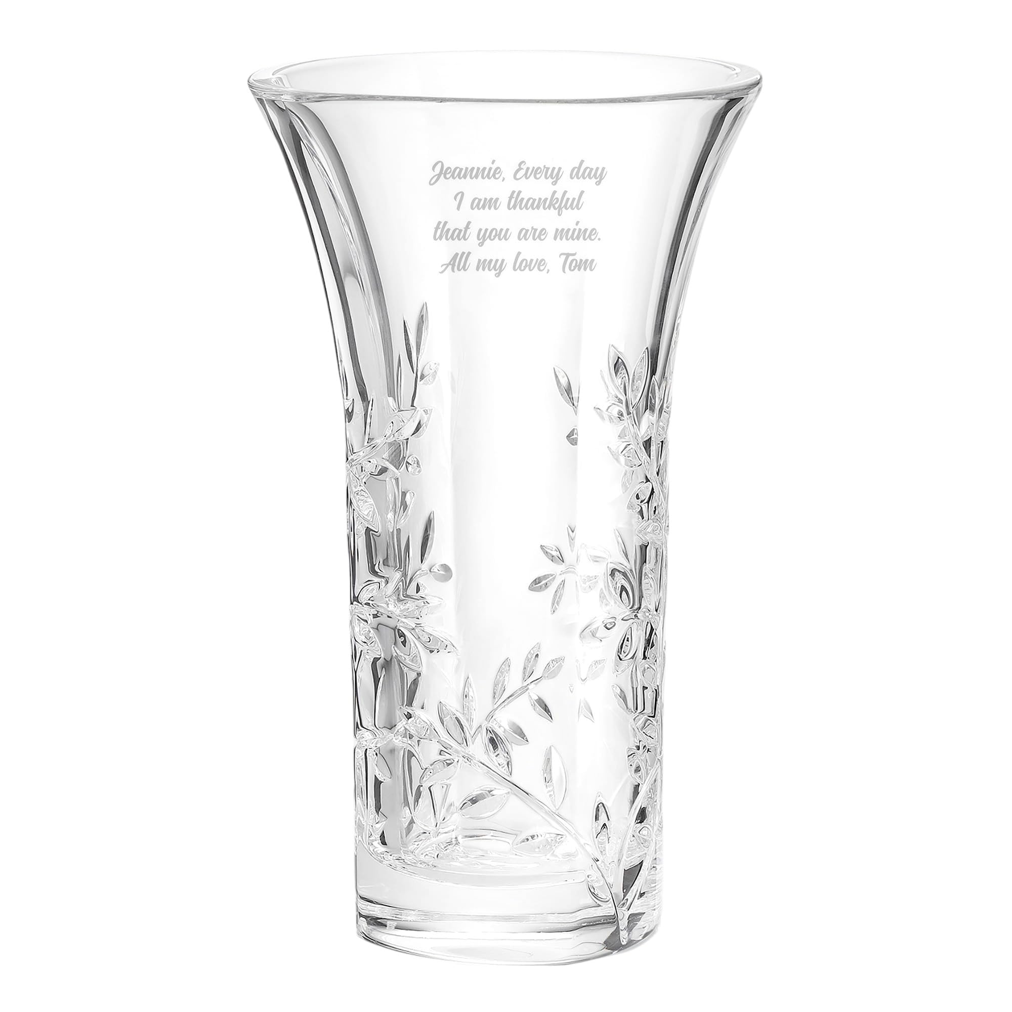 Things Remembered Vera Wang Engraved Crystal Leaf Vase (Free Customization)