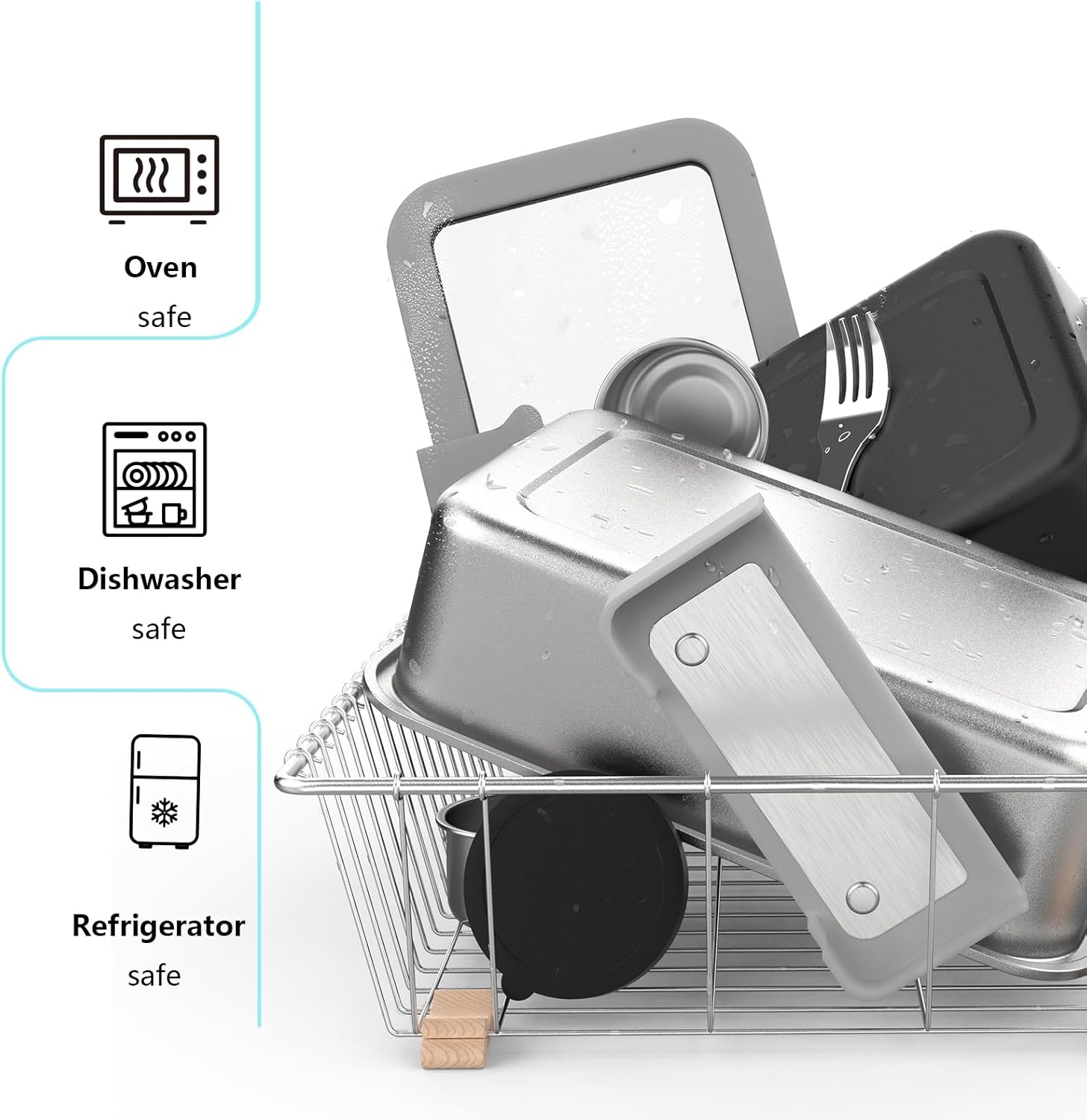 Stainless Steel Bento Box for Adult, 42oz Leak-Proof Lunch Box Containers with Adjustable Divider, Microwave-Safe, Metal Lunchbox with Glass Lid for Work Travel, Black - Image 7