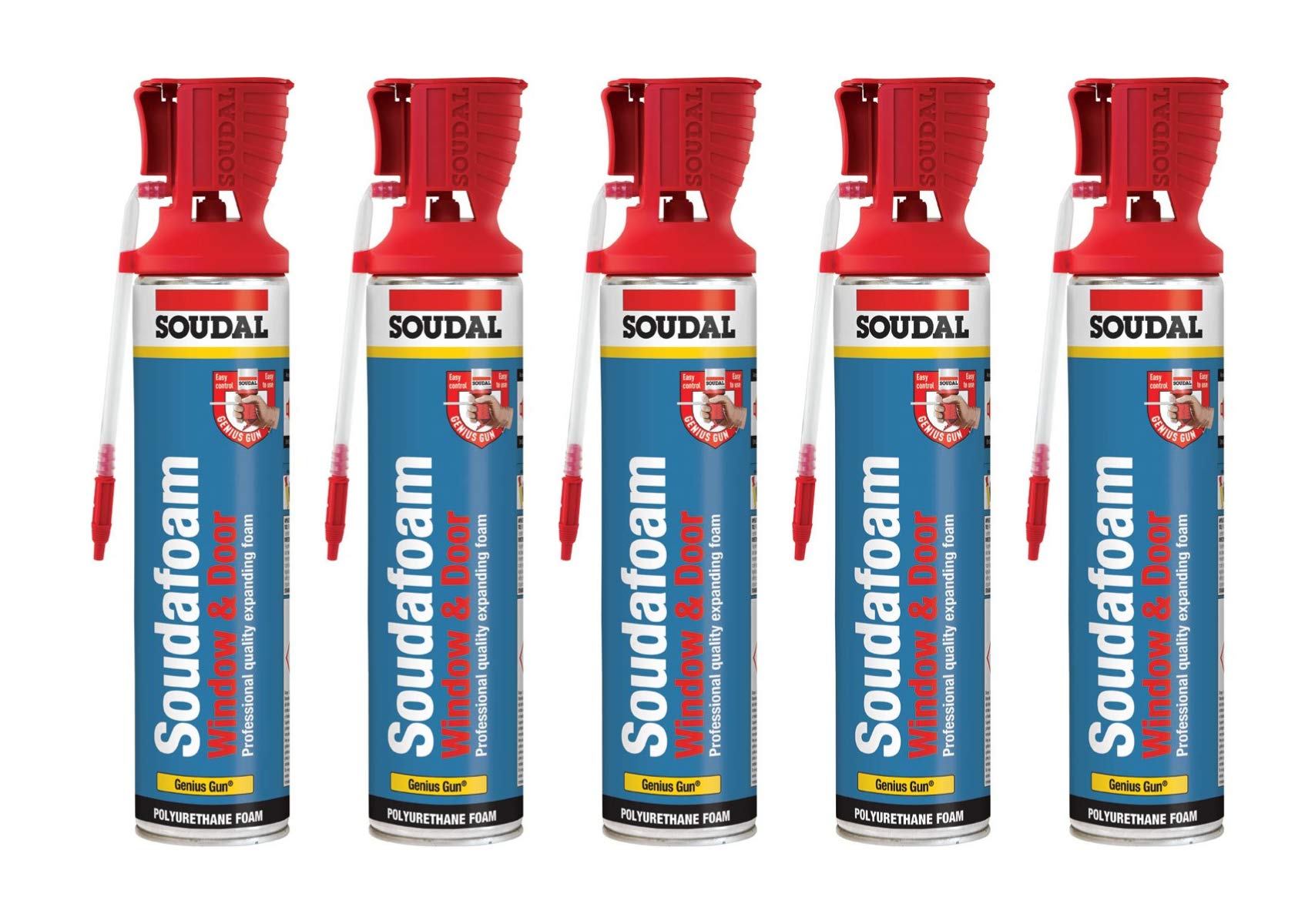 5 x Soudal Soudafoam Window & Door Genius Gun - 600ml