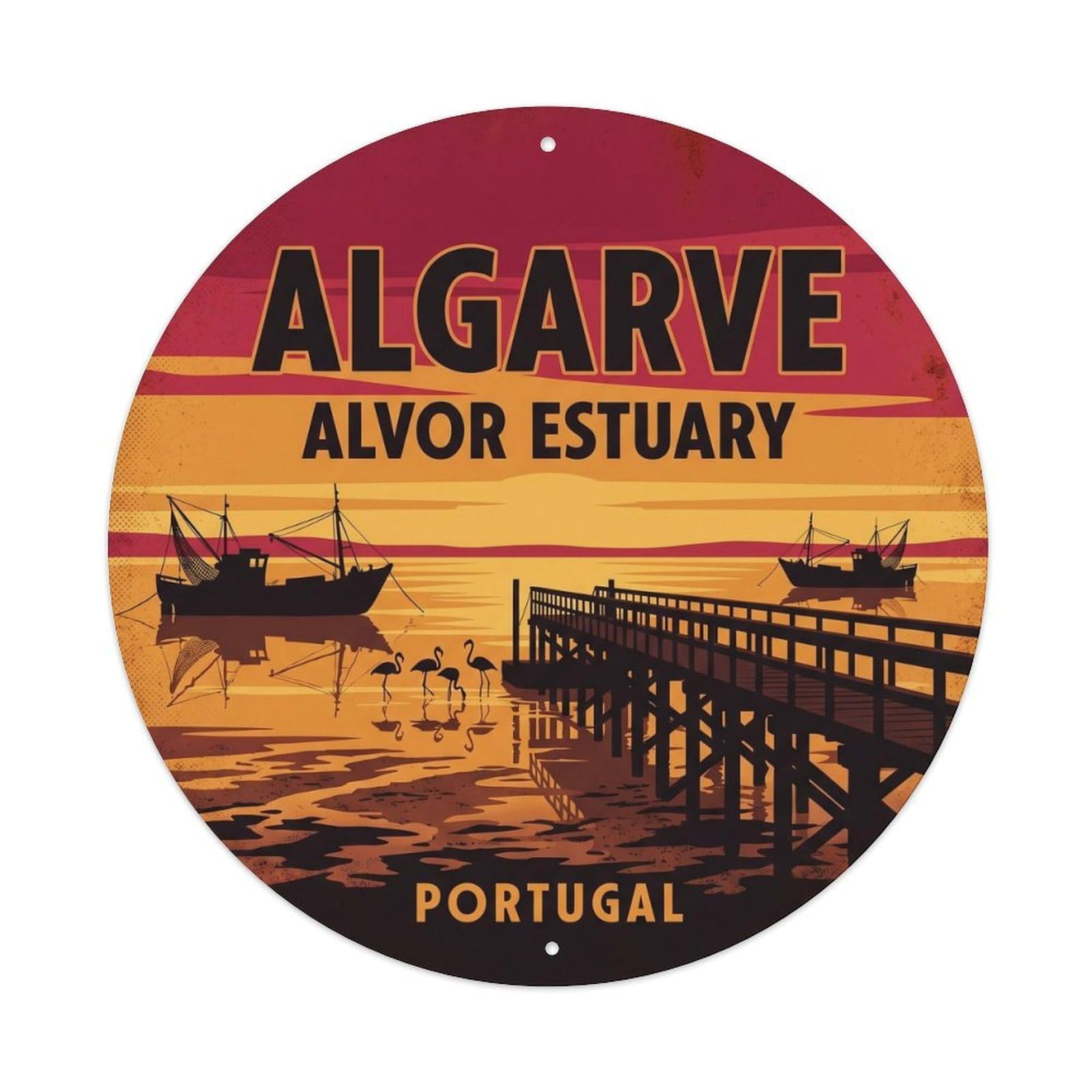 Olhnbad Style Portugal Algarve Alvor Estuary Portuguese Heritage Metal Tin Sign
