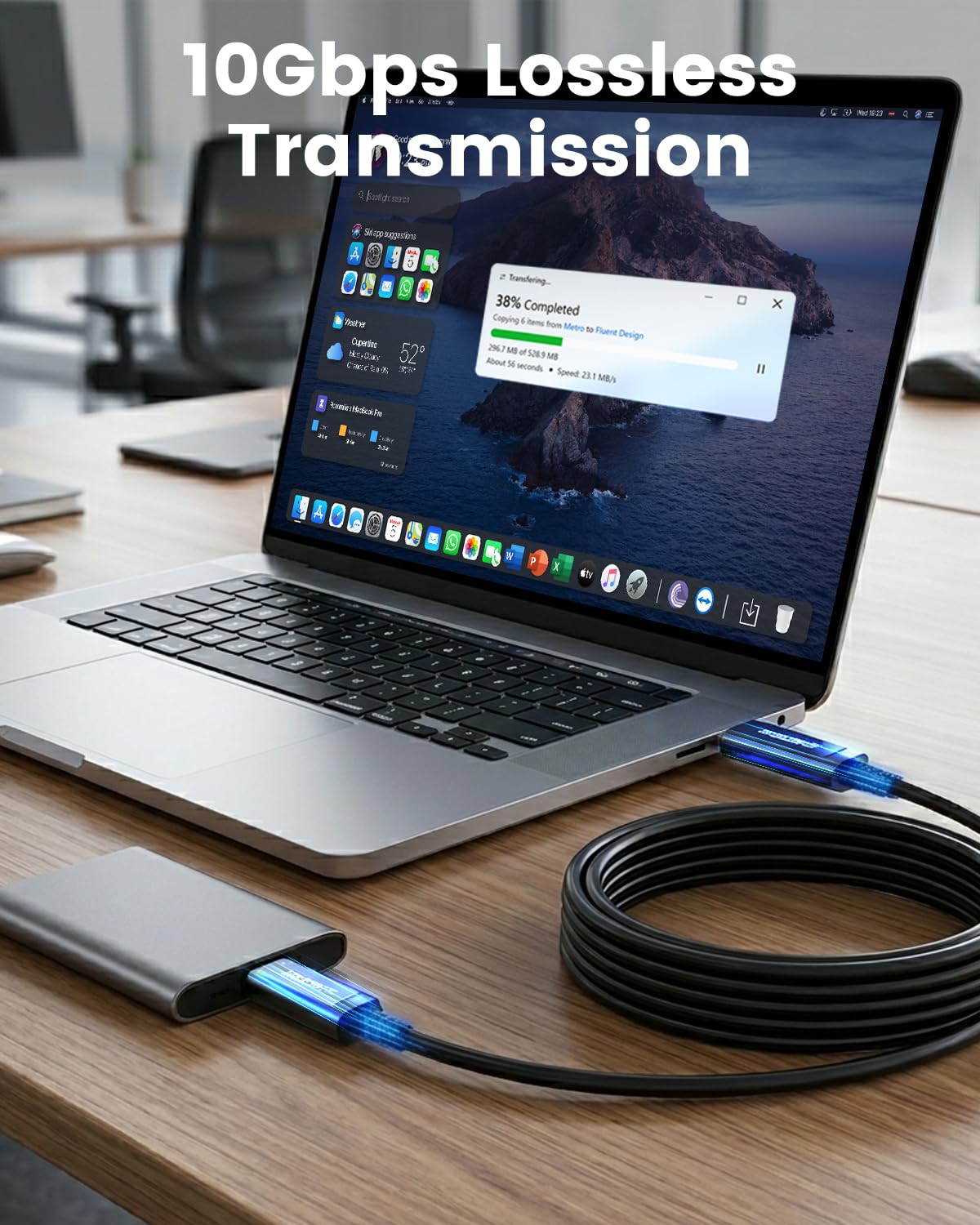 USB C Fiber Optic Cable 33 FT, 10Gbps Active USB C Cable with German SiliconLine Chip, USB 3.2 Gen2 Long Distance Zero Data Loss for Logitech 4K Camera,VR/AR,Video Conference,Webcam,Industrial System