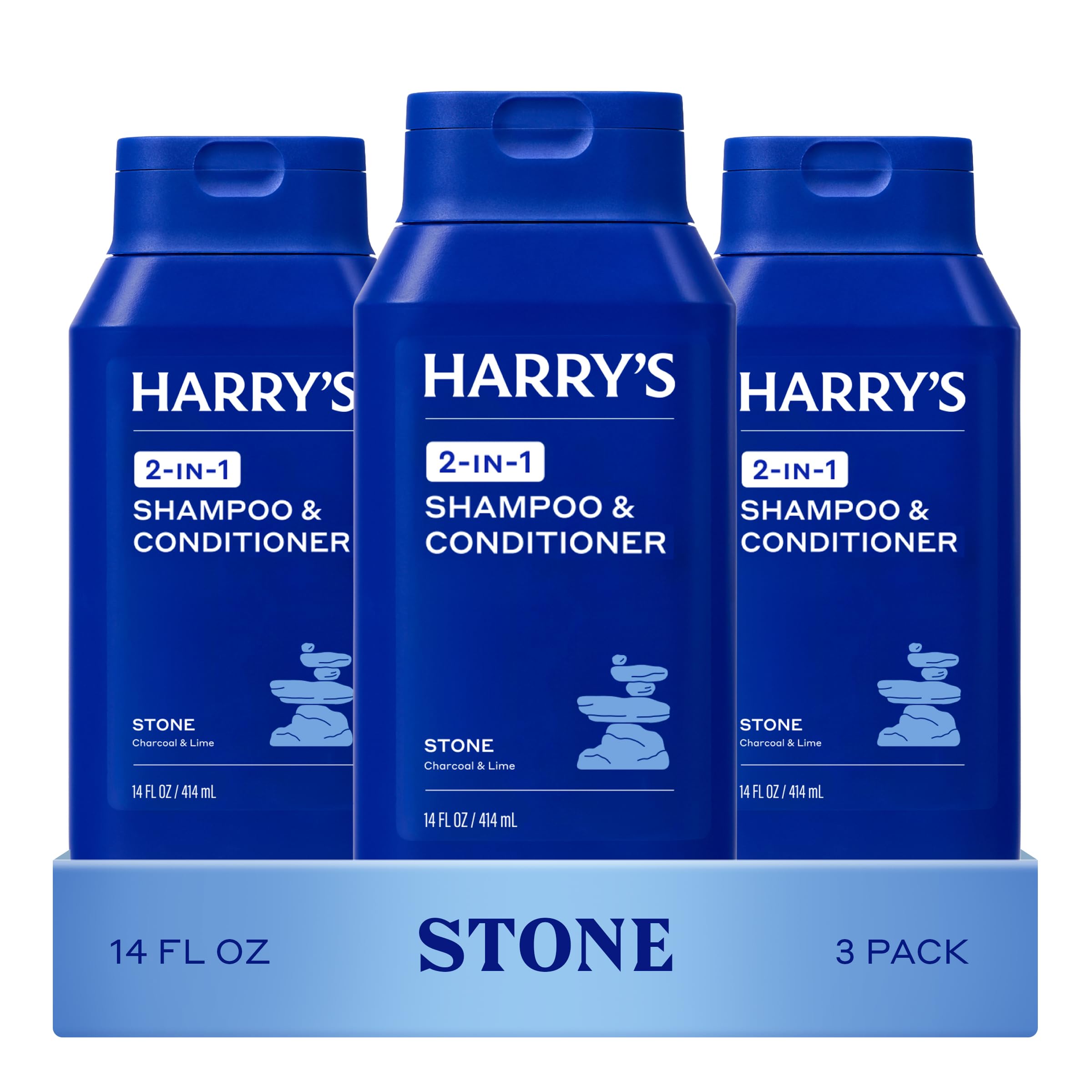 Harry's Men's 2 in 1 Shampoo and Conditioner - 14 fl oz (3 Pack) | Stone Scent - For All Hair Types - No Parabens or Sulfates