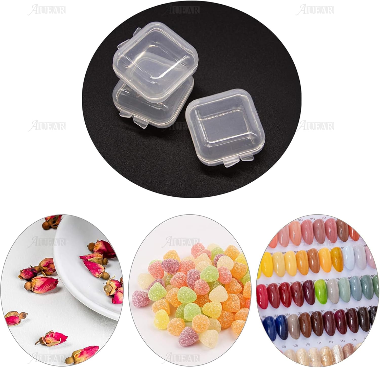 AUEAR, 40 Pack Mini Square Storage Containers Box with Hinged Lid Clear Earplugs Plastic Transparent for Tiny Bead Jewelry - Image 7