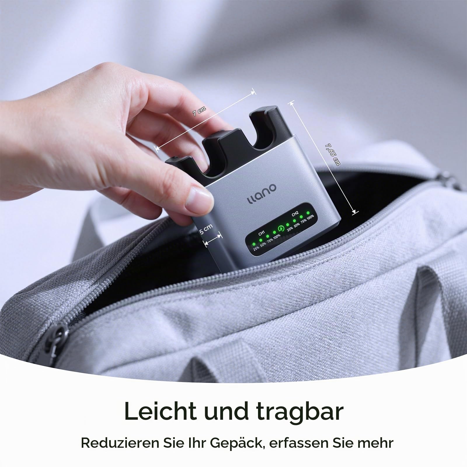 llano LP-E6P LP-E6NH LP-E6 Akku-Schnellladegerät, 20W 2-Slot, CNC-Alu | Für Canon EOS R5, R5 C, R6, R6 Mark II, R6 V, R7, R, 5D Mark IV/III/II, 5DS R, 6D Mark II, 90D, LED-Anzeige