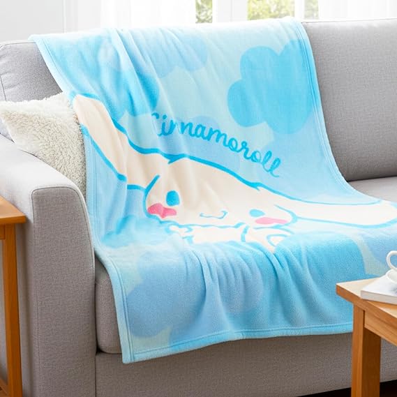 SANRIO Cinnamoroll Silk Touch Throw Blanket Set - Bundle with Soft Cinnamoroll Blanket Plus Tattoos, More for Kids, Adults, Children Cinnamoroll Cozy Blanket 46 x 60