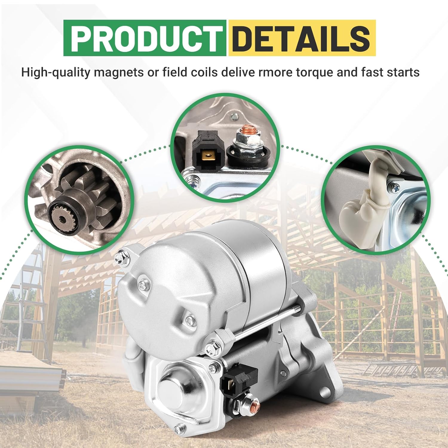 410-52310 12V New Starter Motor Compatible with Kubota RTV 1100 RTV-X1100C RTV 1140 RTV-X1140 RTV-X1120 RTV-X900, Replace 428000-5400 428000-5401 77700-02602, 1.4KW OSGR