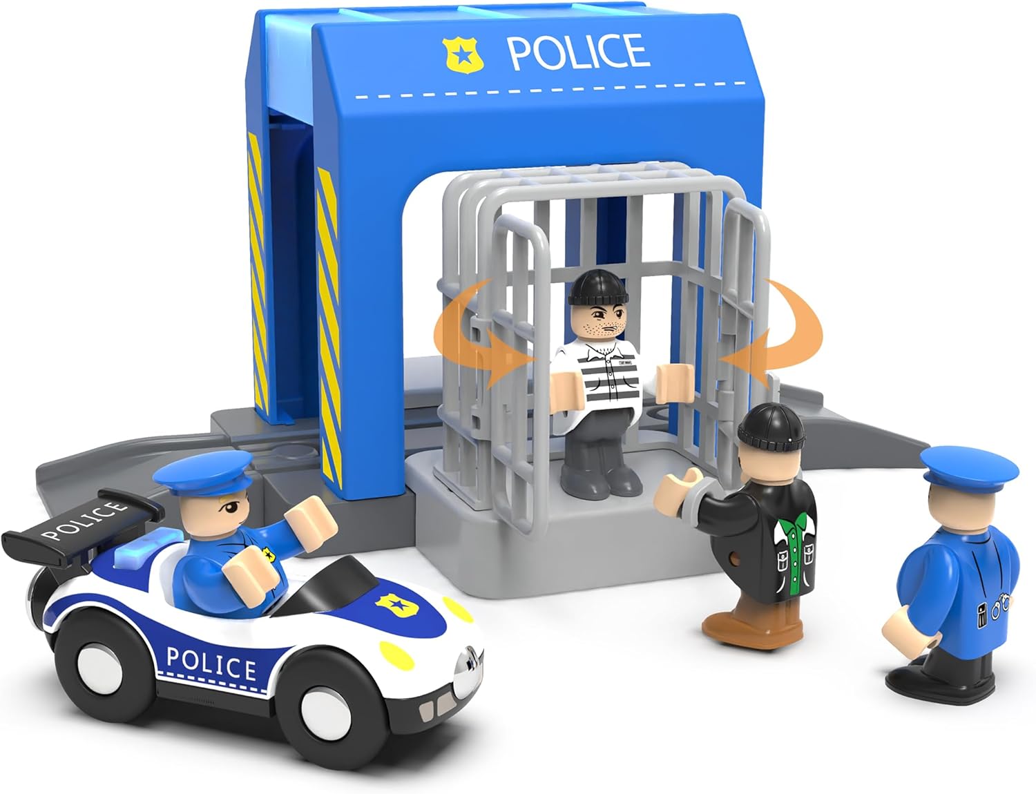 Toy Electric Train Set for Wooden Tracks, Motorized Trains Toys with 52Pcs Building Toy Compatible with Thomas & Friends, Brio