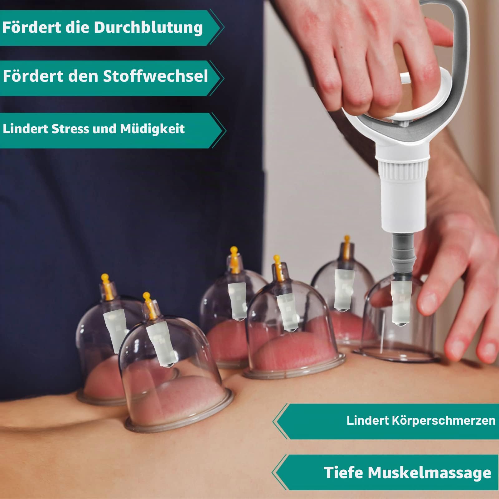Schröpfgläser mit Vakuumpumpe, Cupping Set,18 Stück Schröpfsets für Gesicht und Körper, Schröpfen zur Gegen Spannung und Entspannen Muskeln, Schröpfglas mit Akupressurpunkt-Magneten (Storage Suitcase)