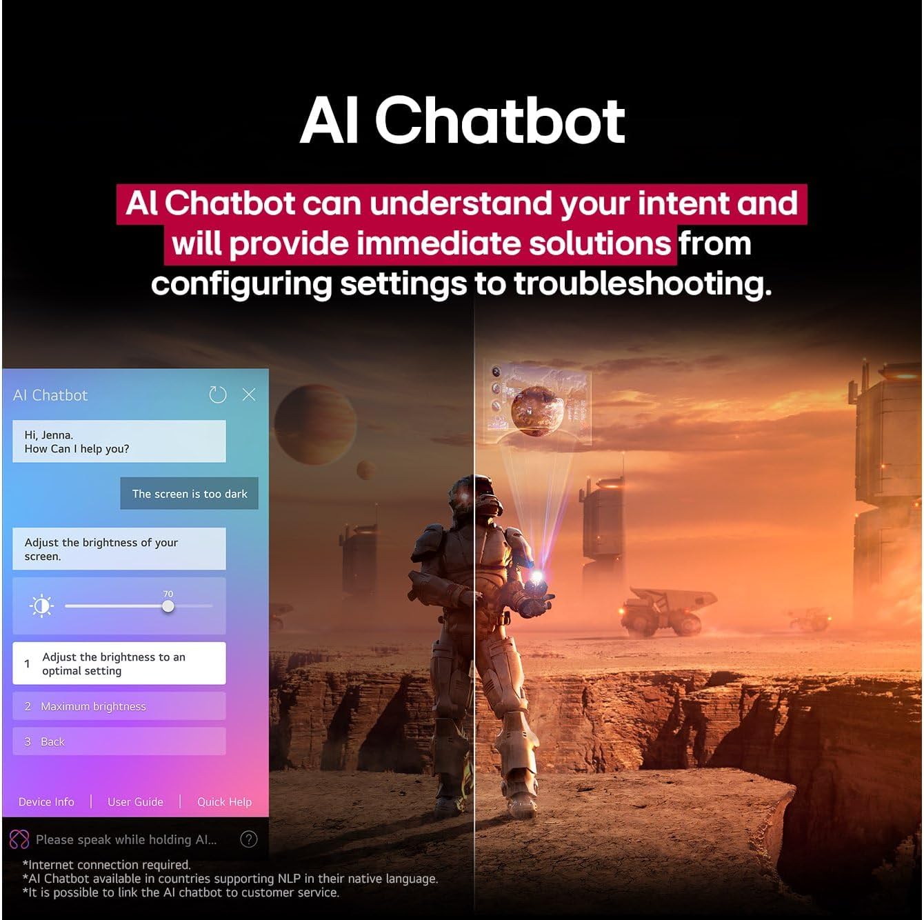 TV screen showing AI Chatbot interface