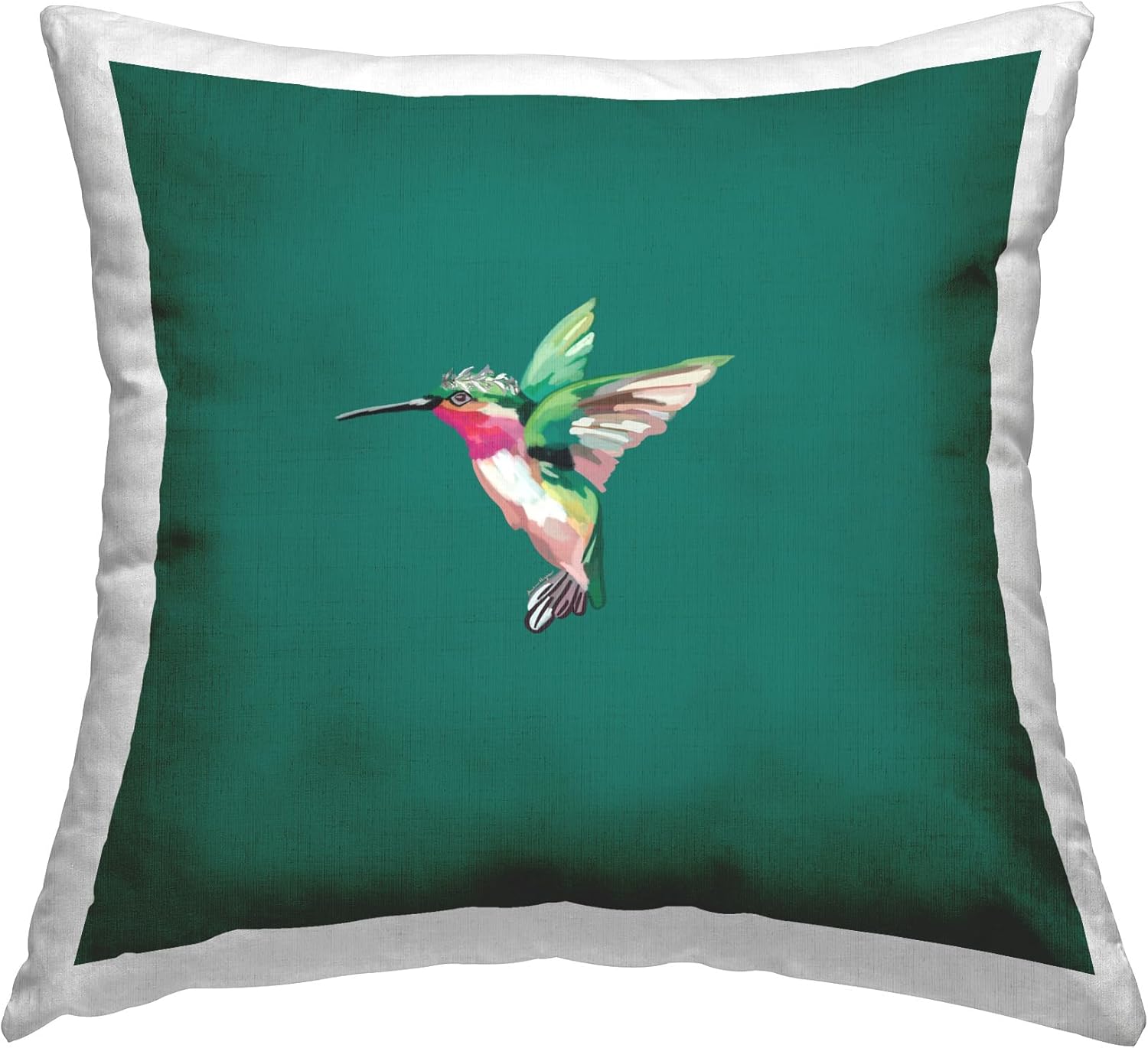 Stupell Industries Hummingbird Wearing Tiara Design by Amelia Noyes Throw Pillow