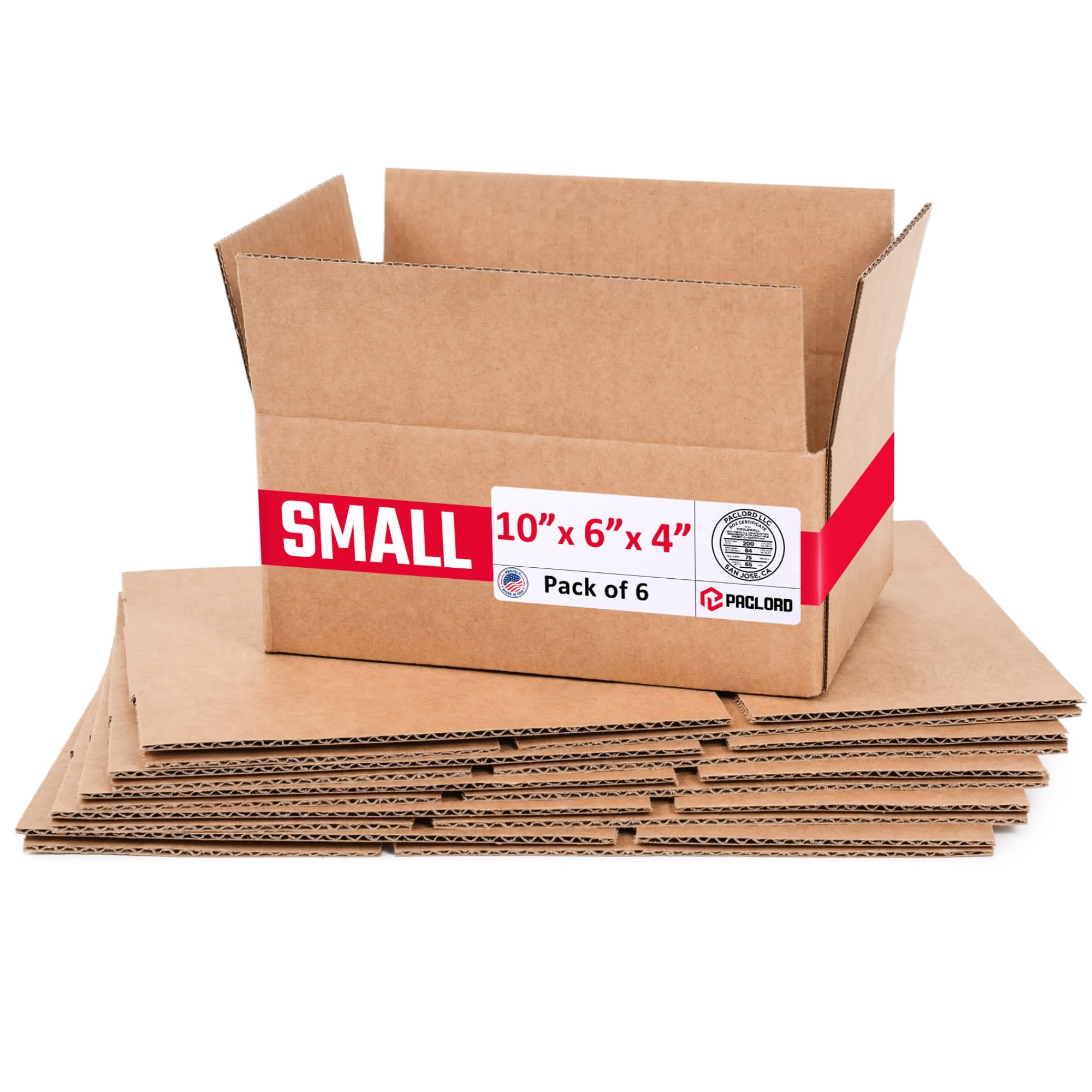 Small Cardboard Boxes 10"L x 6"W x 4"H (Pack of 6) - USA-Made Packing Boxes for Moving, Shipping, or Storage - USPS, UPS, FedEx Approved - Professional Packing Supplies for Moving | USA-Made Packing Boxes for Moving, Shipping, or Storage - USPS, UPS, FedEx Approved - Professional Packing Supplies