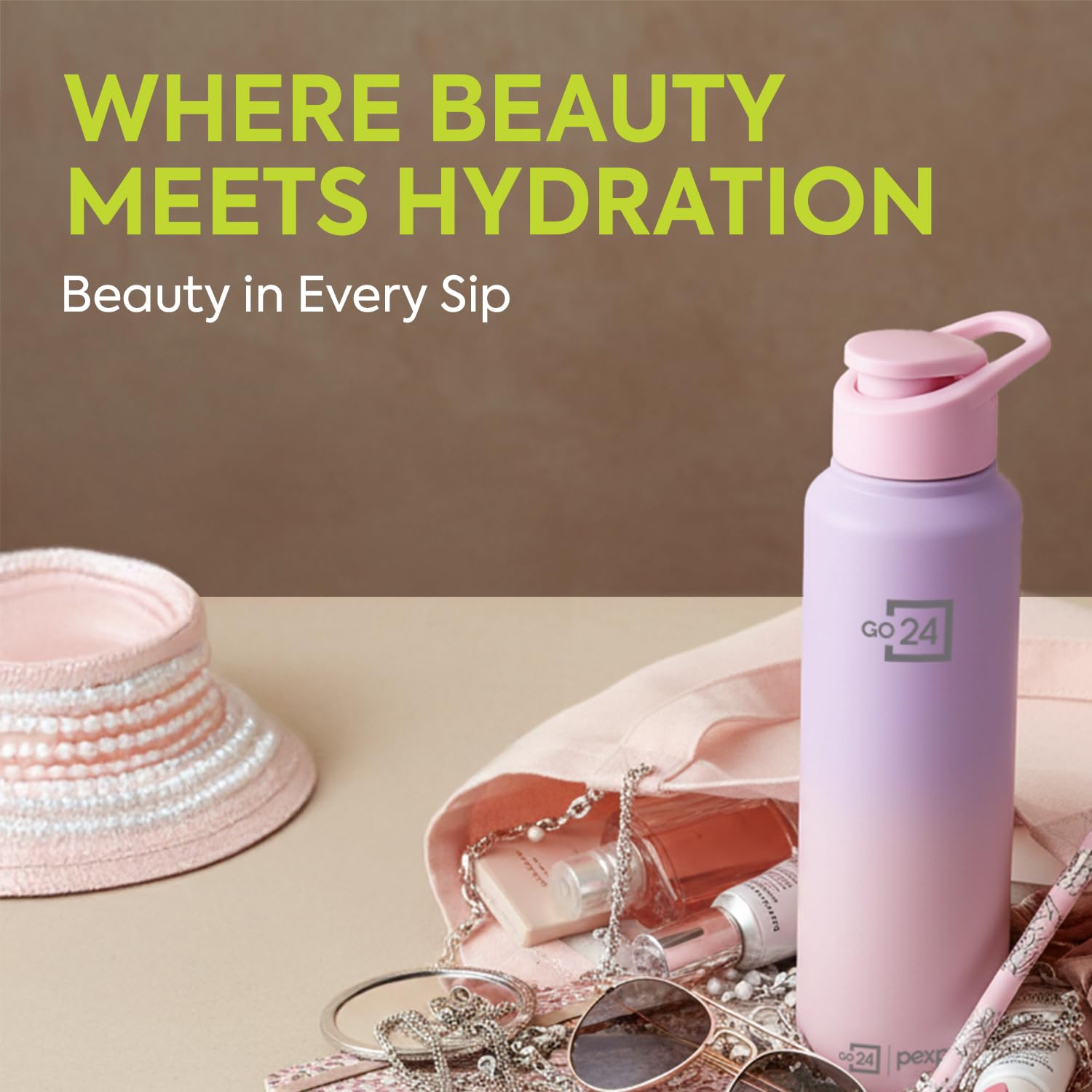 Go24 pexpo Stainless Steel Water Bottle Craft Pink-Purple Ombre 950ml 4