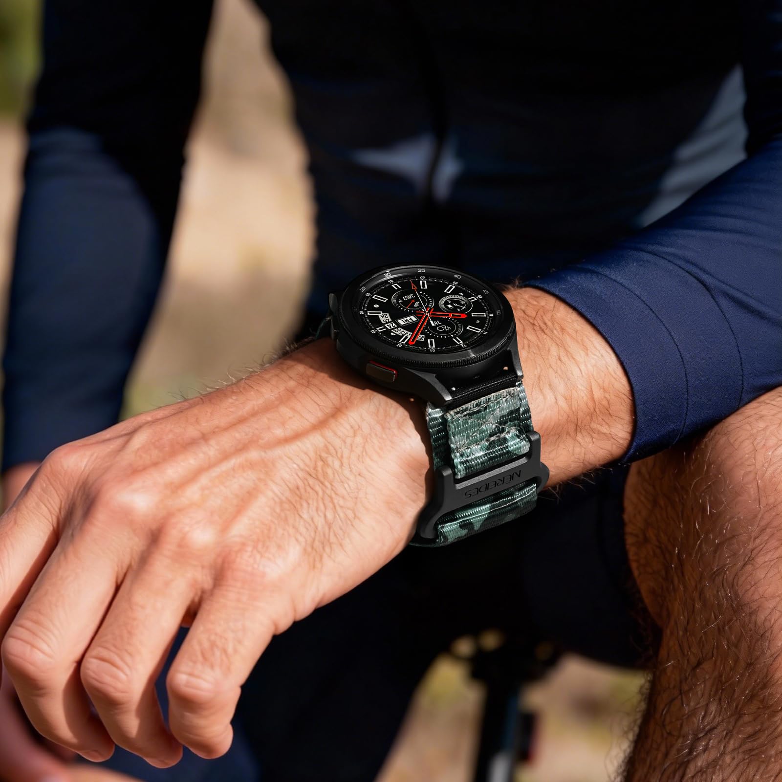 Nereides Compatible con Samsung Galaxy Watch 3 de 45 mm, correa deportiva de nailon resistente con diseño de bucle tejido, correa de repuesto resistente de 22 mm