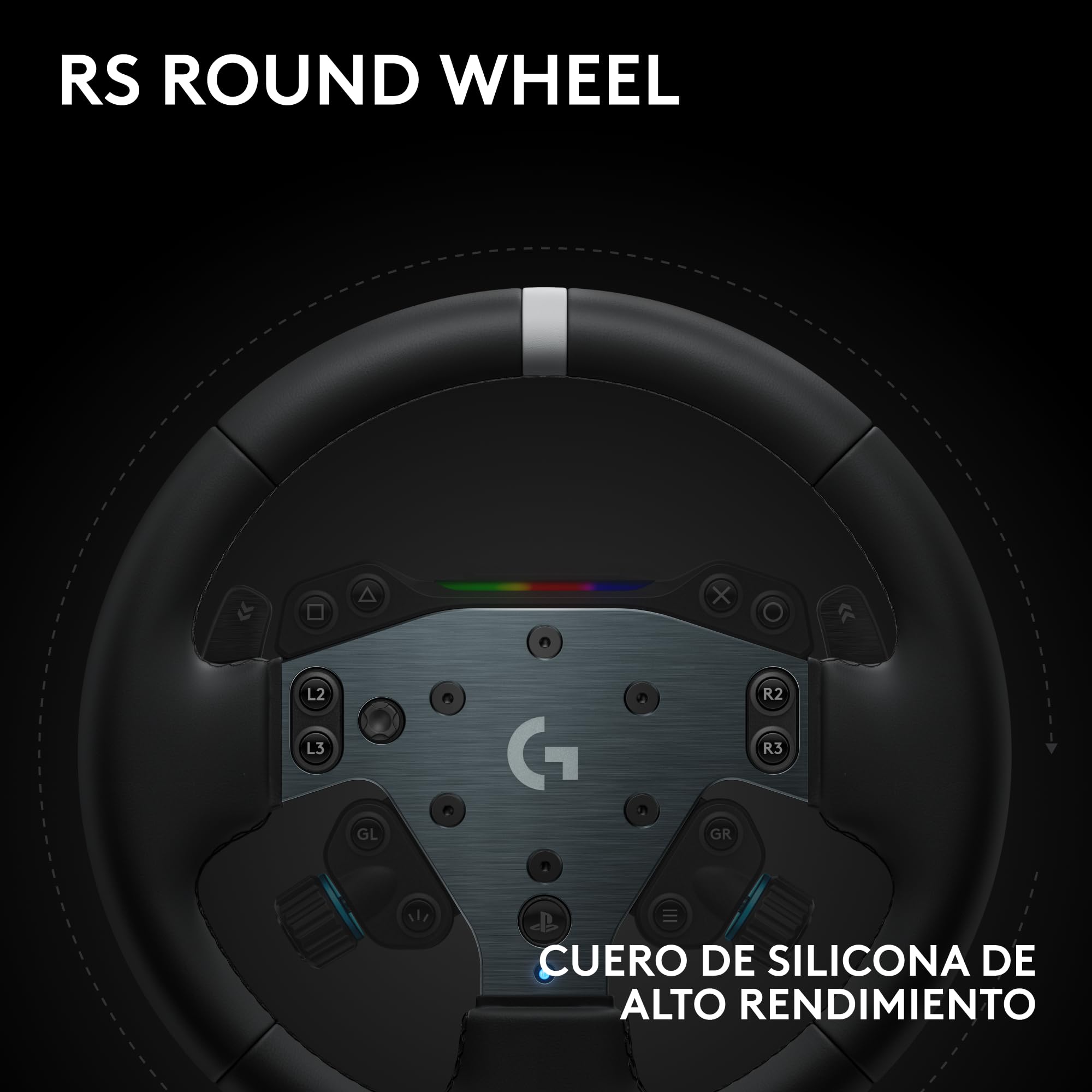 Logitech G RS50 System, setup de volante de simulación de 3 piezas | Base de volante RS50 con accionamiento directo de 8 N⋅m, RS Wheel Hub con 13 botones y RS Track Wheel - PS5/PS4/PC - Negro