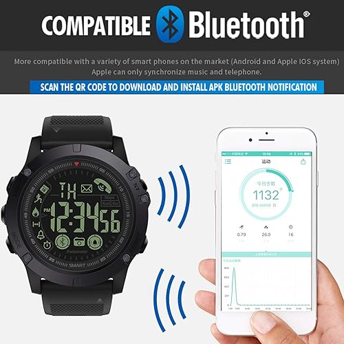Miniatura 4 de Reloj deportivo digital para hombre, impermeable, uso al aire libre militar, podómetro, contador de calorías, multifunción, bluetooth, reloj