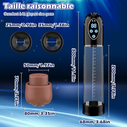 Pompa Pene Sex Toys per Uomo-Masturbatore Elettrico Ingranditore del Pene per Uomini,Masturbatore Maschile Realistico Sextoy con 6 Modalità di Aspirazione & Anelli fallici Giocattoli Sessuali Maschili - 7