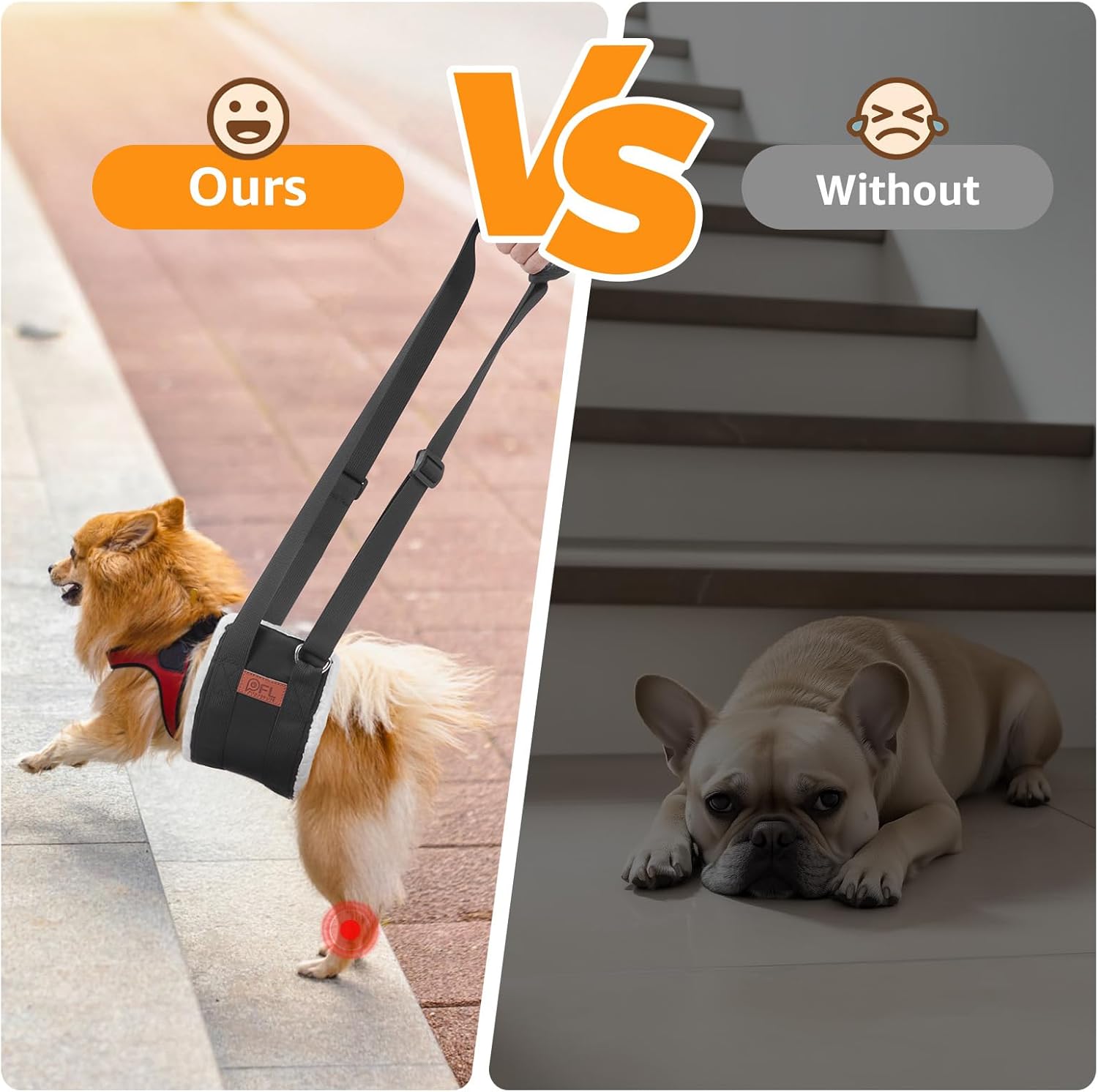 Adjustable Dog Lift Harness, Dog Sling for Large Dogs Lift Support and Rehab Harness for Weak Rear Legs, Soft Hind Leg Support Helps Senior, Injured, Disabled and After ACL Surgery Dogs(Black,Small) - Image 2