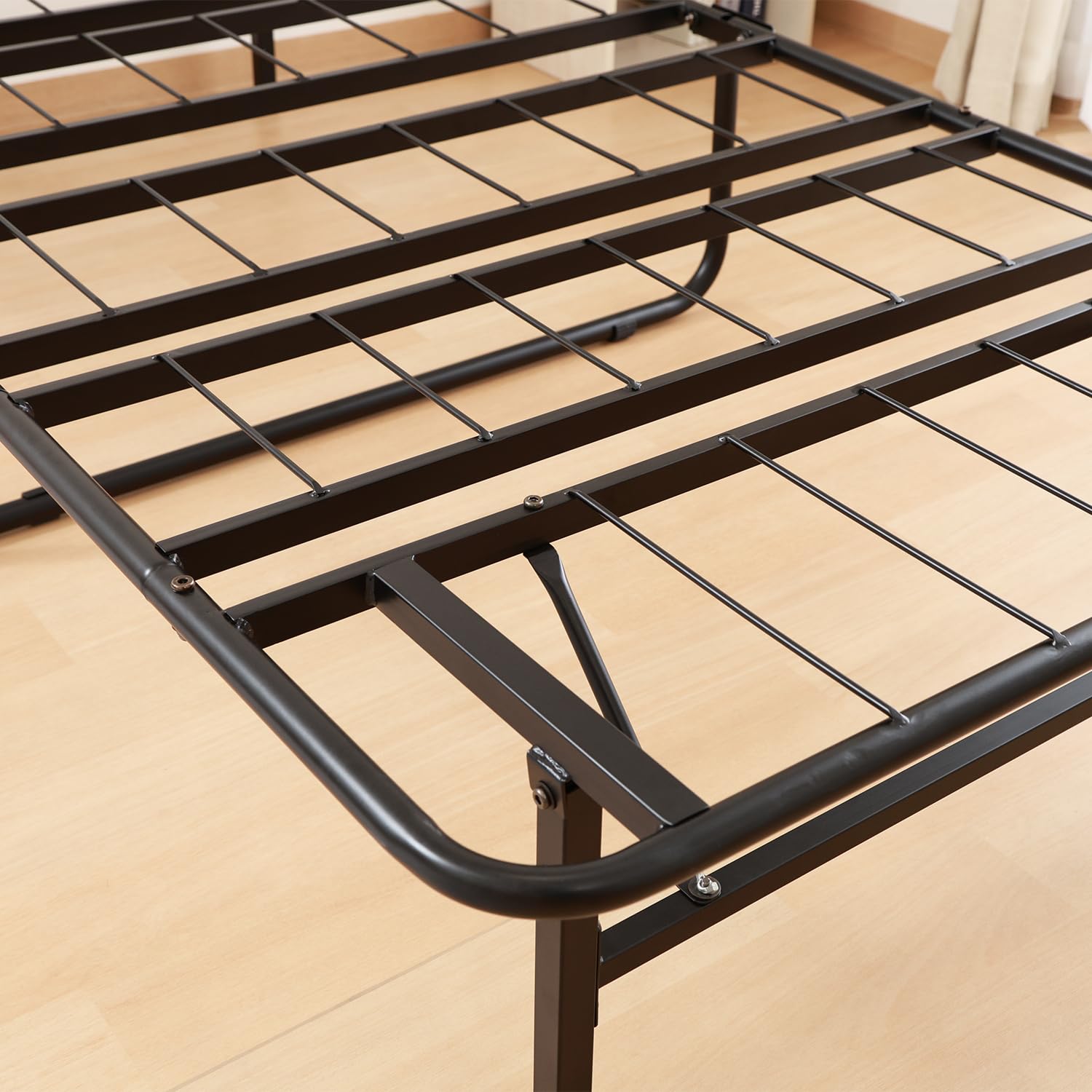 折りたたみベッド シングル ベッドフレーム ライト付 (ブラック, 幅97.5) ベッド 収納式 折りたたみパイプベッド シングル ベッドフレーム