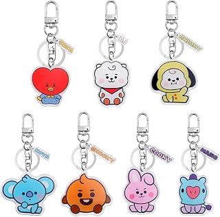 7pcs Bangtan Boys Keychain Bangtan Boys Key Ring Hot Gift for Army Fans CHIMMY COOKY KOYA TATA Cartoon Jewelry