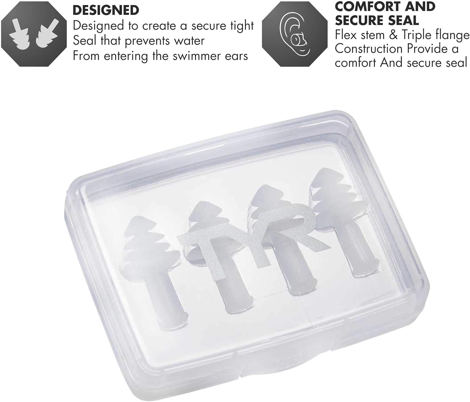 TYR Ergo Flex Ear Plugs-4pk Swimming Equipment, Clear, All : Sports & Outdoors
