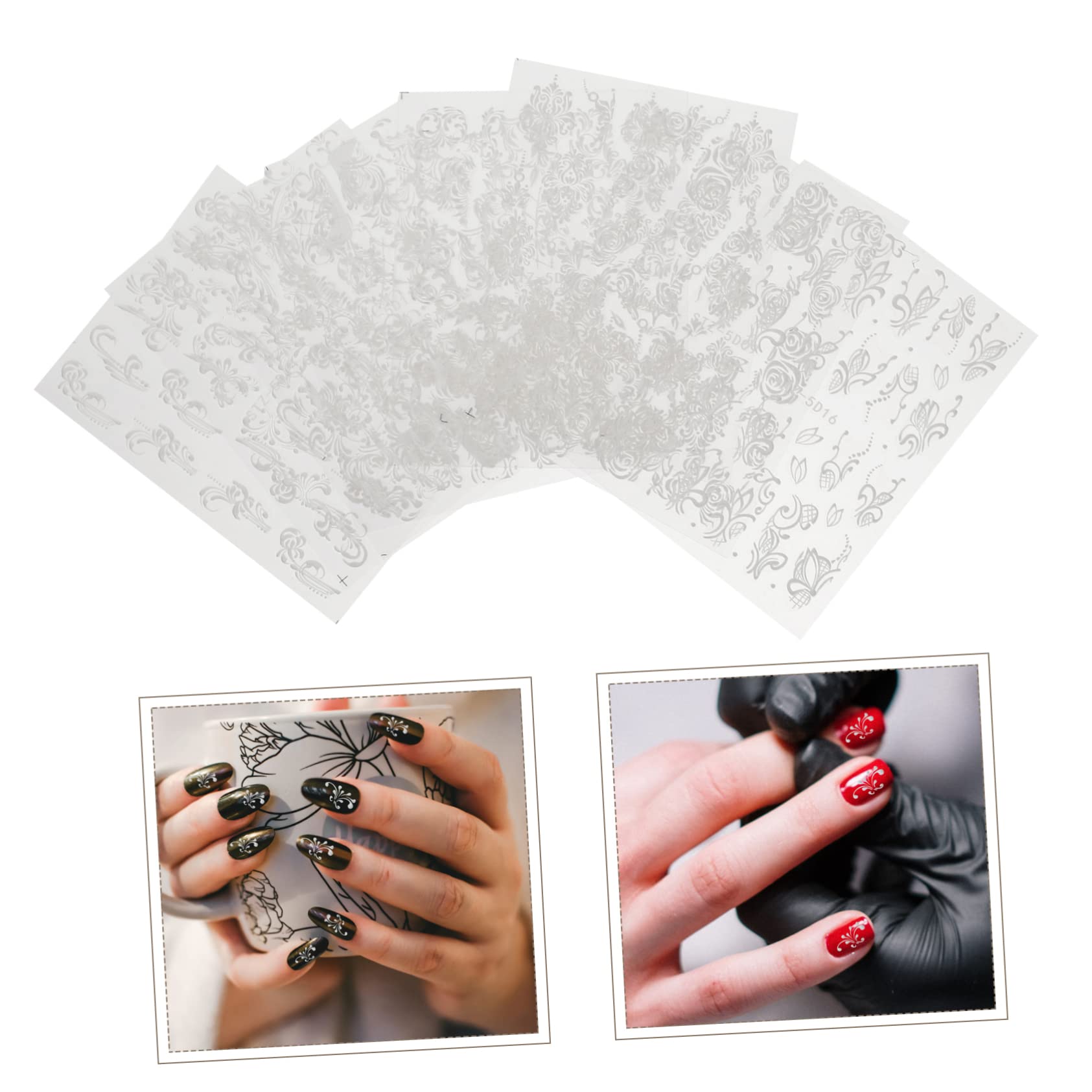 Didiseaon 3 Juegos Pegatinas De Uñas 5d Estampación De Arte De Uñas Suministros De Arte De Uñas Pegatinas De Transferencia De Láminas Para Uñas Encantos De Joyería De Uñas 8 Hojas * 3