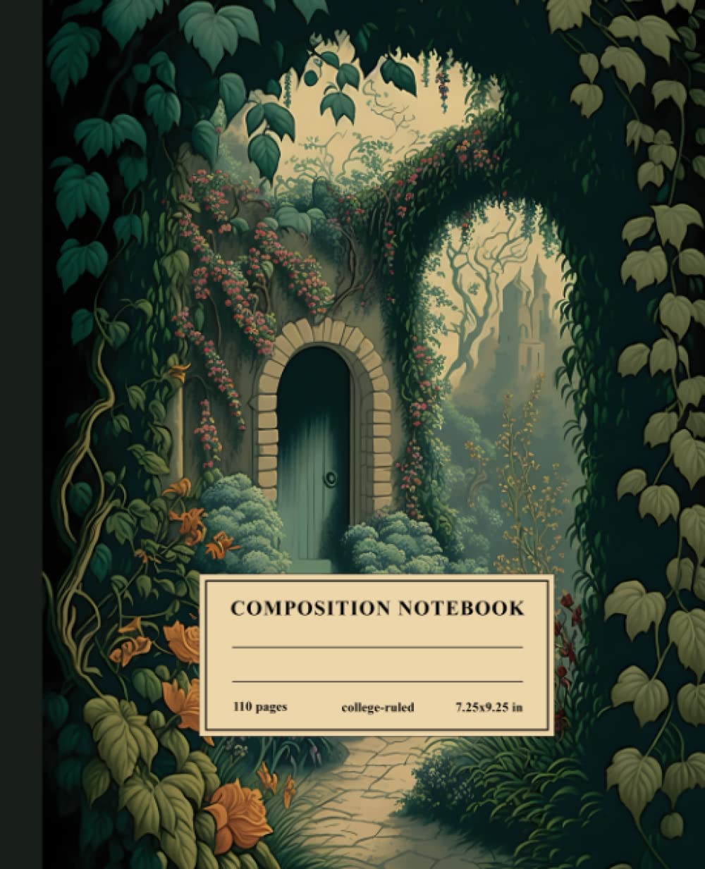 Composition Notebook College Ruled: The Secret Sanctuary: Vintage Composition Book | Pretty Botanical Aesthetic Journal for School, College, Office or Work